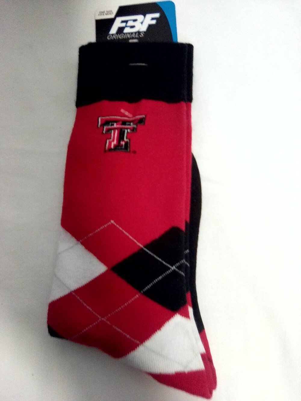 FBF Originals Texas Tech Red Raiders argyle socks One Size Fits Most NWT